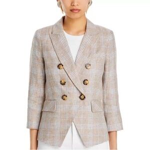 NWT Veronica Beard Empire Dickey Linen Jacket Size 0 Double Breasted Blazer